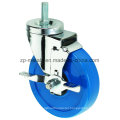 3inch Medium Sized Biaxial Blue Thread PVC Caster Wheels with Side Brake